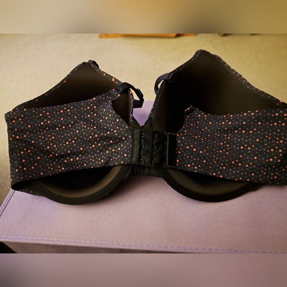 OLGA polka-dot BRA size 44D like new condition UNDERWIRE navy with red dots - Picture 3 of 5